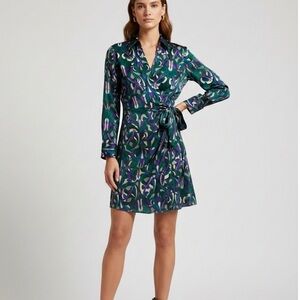 MANGO Abstract Print Wrap Mini Dress